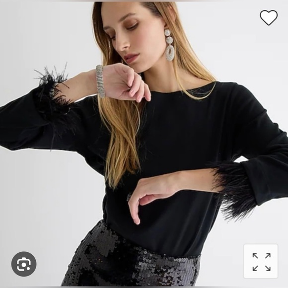 J. Crew Tops - NWT J. Crew feather-trim long-sleeve dress shirt. Dramatic. Fun! Item # MB349.